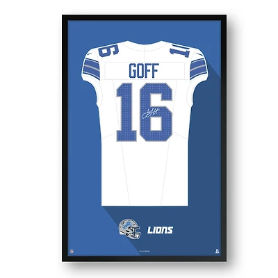 Jared Goff Detroit Lions 14" x 20" Away Jersey Framed Art Print