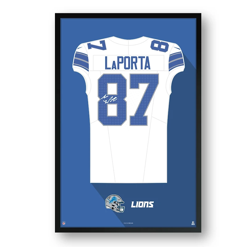 Sam LaPorta Detroit Lions 14" x 20" Away Jersey Framed Art Print