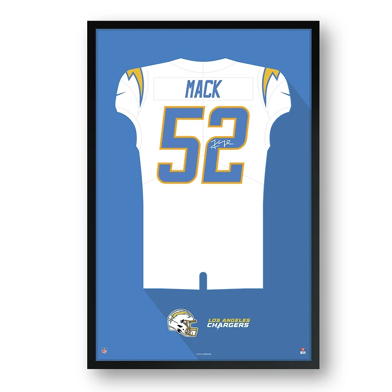 Khalil Mack Los Angeles Chargers 14" x 20" Away Jersey Framed Art Print