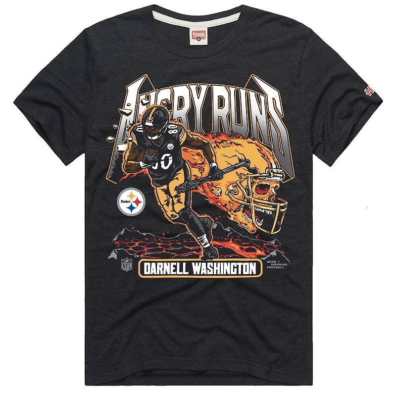 Unisex Homage Darnell Washington Charcoal Pittsburgh Steelers Angry Runs Player Graphic Tri-Blend T-Shirt