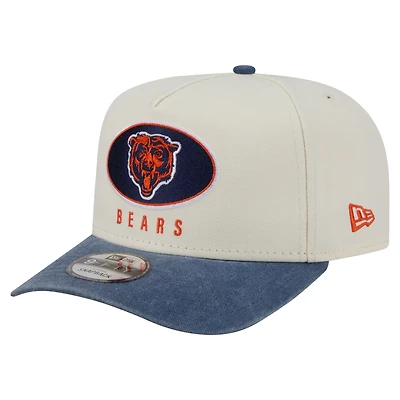 Men's New Era Cream/Navy Chicago Bears Washed A-Frame 9FIFTY Snapback Hat