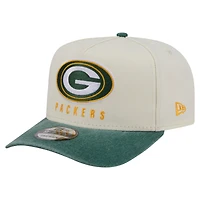 Men's New Era  Cream/Green Green Bay Packers Washed A-Frame 9FIFTY Snapback Hat