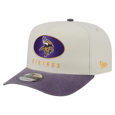 Men's New Era Cream/Purple Minnesota Vikings Washed A-Frame 9FIFTY Snapback Hat