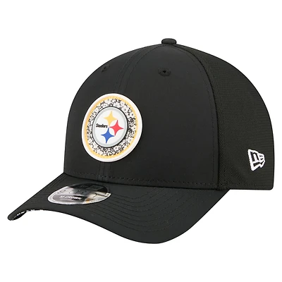 Men's New Era  Black Pittsburgh Steelers Floral 9FORTY M-Crown Trucker Adjustable Hat