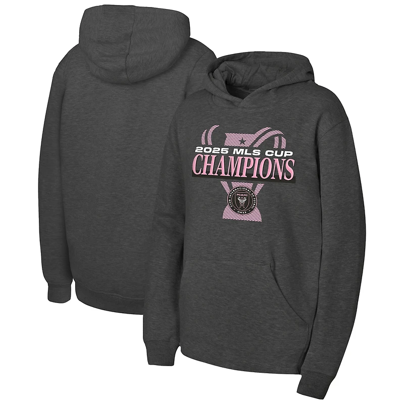 Youth Outerstuff Heather Gray Inter Miami CF 2025 MLS Cup Champions Locker Room Hoodie