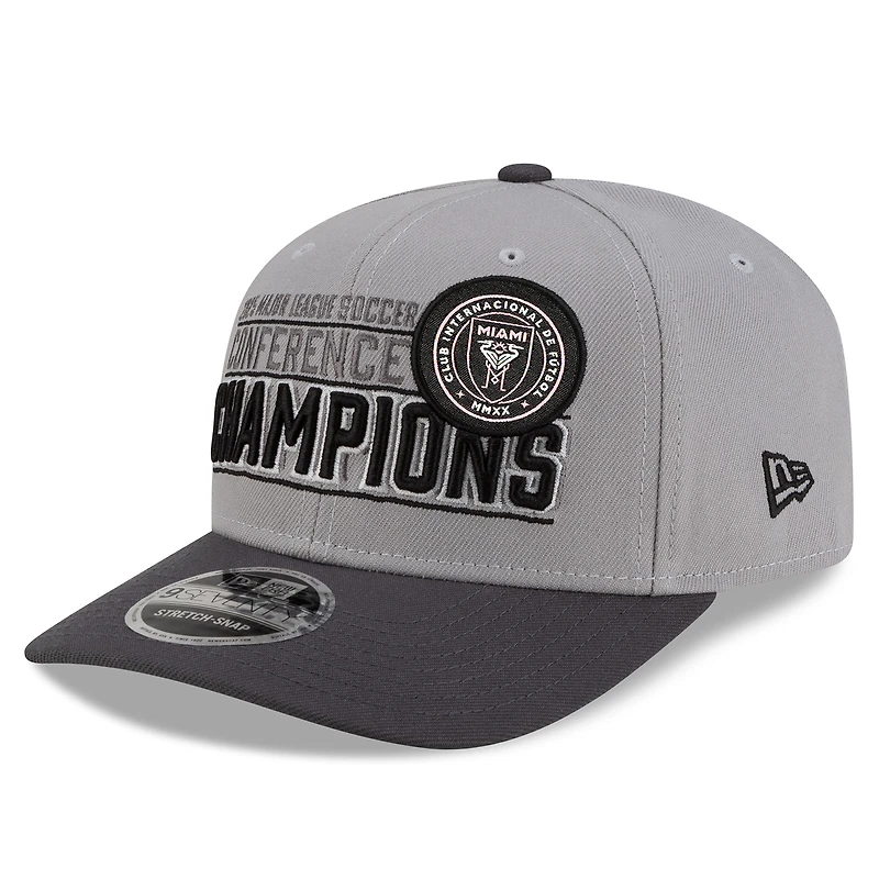 Men's New Era Gray Inter Miami CF 2025 MLS Eastern Conference Champions 9SEVENTY Adjustable Hat