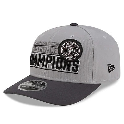 Men's New Era Gray Inter Miami CF 2025 MLS Eastern Conference Champions 9SEVENTY Adjustable Hat