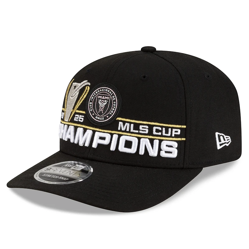 Men's New Era Black Inter Miami CF 2025 MLS Cup Champions Locker Room 9SEVENTY Adjustable Hat