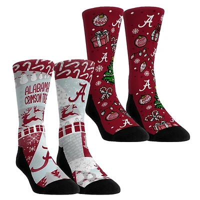 Youth Rock Em Socks Alabama Crimson Tide Holiday Remix Crew Socks Two-Pack