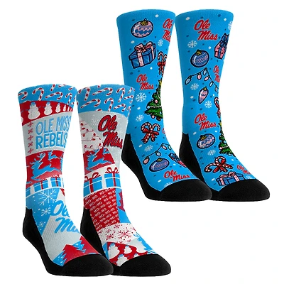 Youth Rock Em Socks Ole Miss Rebels Holiday Remix Crew Socks Two-Pack