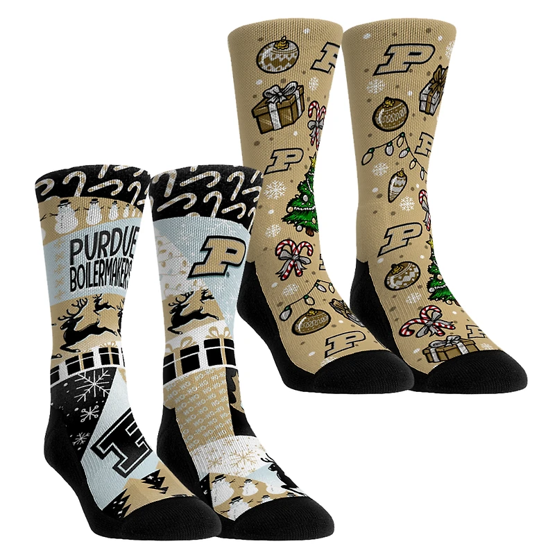 Youth Rock Em Socks Purdue Boilermakers Holiday Remix Crew Socks Two-Pack
