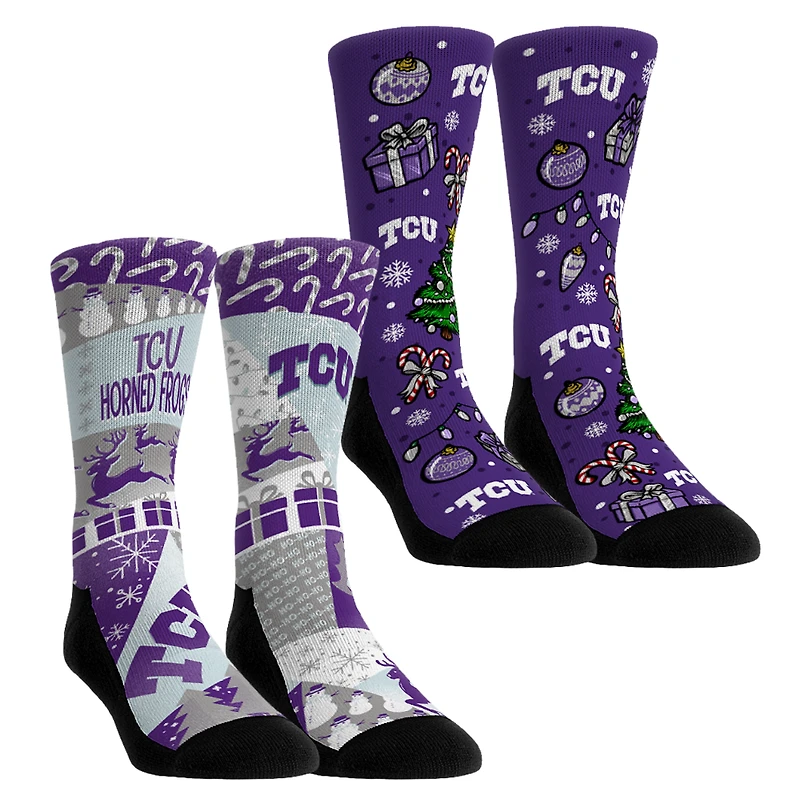 Youth Rock Em Socks TCU Horned Frogs Holiday Remix Crew Socks Two-Pack