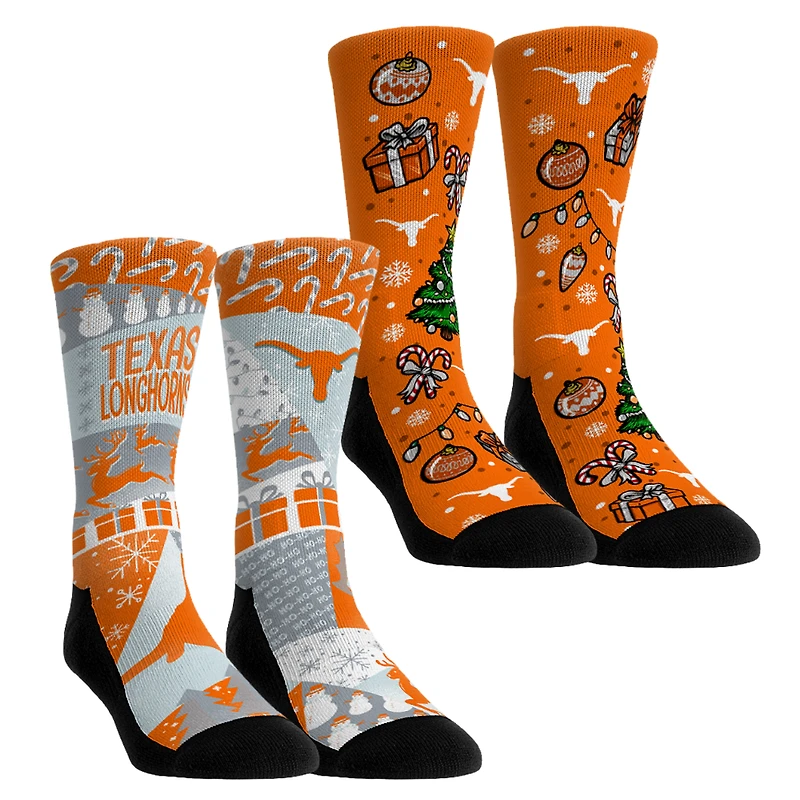 Youth Rock Em Socks Texas Longhorns Holiday Remix Crew Socks Two-Pack