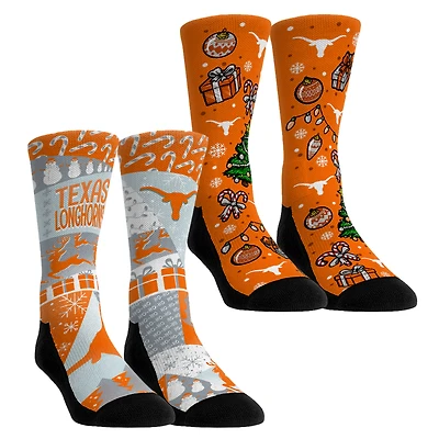 Youth Rock Em Socks Texas Longhorns Holiday Remix Crew Socks Two-Pack