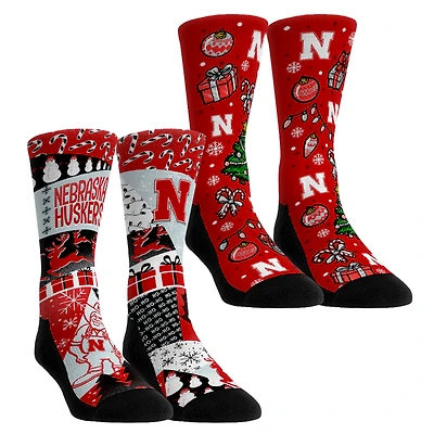 Youth Rock Em Socks Nebraska Huskers Holiday Remix Crew Socks Two-Pack