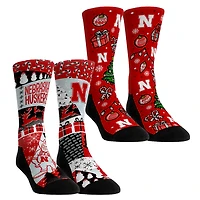 Youth Rock Em Socks Nebraska Huskers Holiday Remix Crew Socks Two-Pack