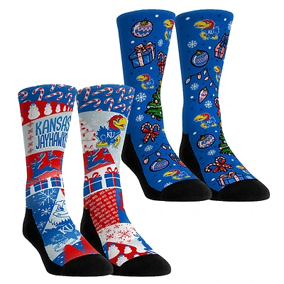 Youth Rock Em Socks Kansas Jayhawks Holiday Remix Crew Socks Two-Pack