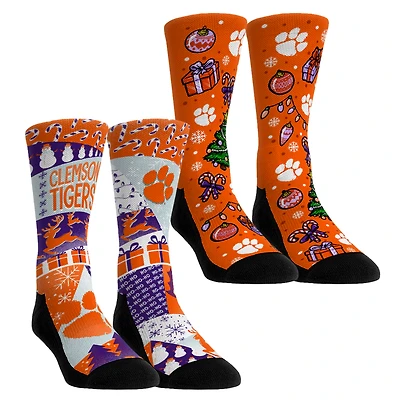 Youth Rock Em Socks Clemson Tigers Holiday Remix Crew Socks Two-Pack