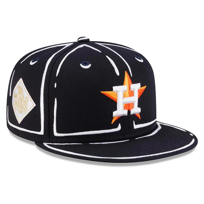 Unisex New Era x Joshua Vides Navy Houston Astros Outline 59FIFTY Fitted Hat