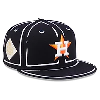 Unisex New Era x Joshua Vides Navy Houston Astros Outline 59FIFTY Fitted Hat