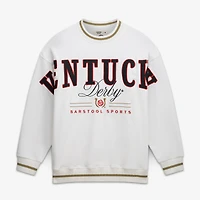 Men's Barstool Golf White Kentucky Derby Authentic Ribbed Oversized Sweatshirt