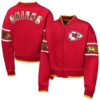 Girls Youth Outerstuff  Red Kansas City Chiefs MVP Full-Zip Sequin Bomber Jacket