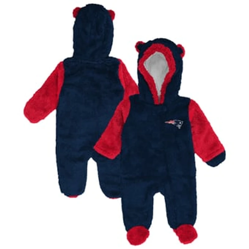 Newborn Outerstuff Navy New England Patriots Teddy Fleece Bunting Full-Zip Sleeper