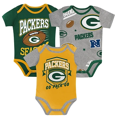 Newborn Outerstuff  Green Bay Packers First Round Pick Three-Piece Bodysuit Set