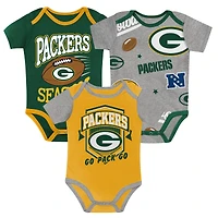 Newborn Outerstuff  Green Bay Packers First Round Pick Three-Piece Bodysuit Set