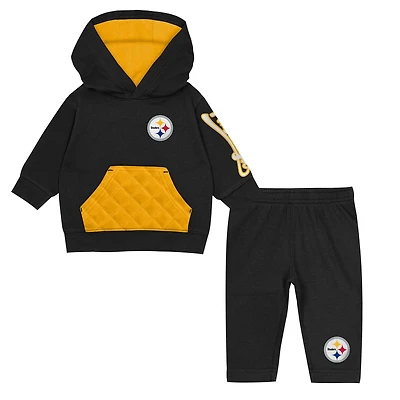 Toddler Outerstuff Black Pittsburgh Steelers Drive Stopper Hoodie & Pants Fleece Set