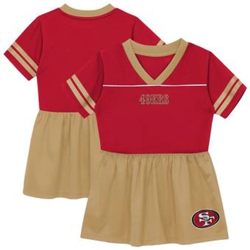 Toddler Outerstuff Scarlet San Francisco 49ers Stadium Lights V-Neck Fashion Football Jersey Dress