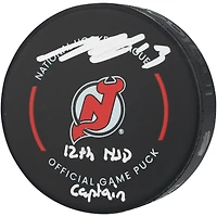 Nico Hischier New Jersey Devils Autographed Official Game Puck with "12th NJD Captain" Inscription