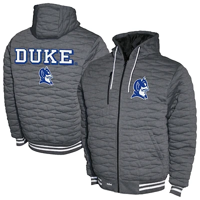Men's  Gray Duke Blue Devils Quilted Full-Zip Hooded Jacket
