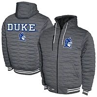 Men's  Gray Duke Blue Devils Quilted Full-Zip Hooded Jacket