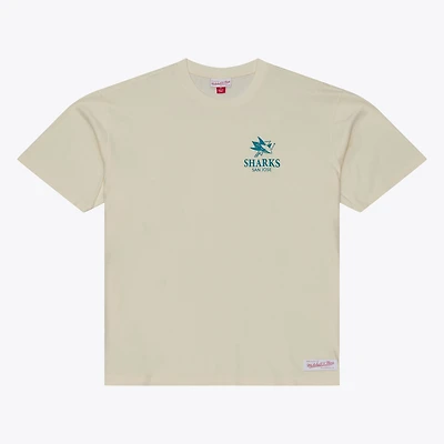 Men's Mitchell & Ness Cream San Jose Sharks Core Essentials T-Shirt