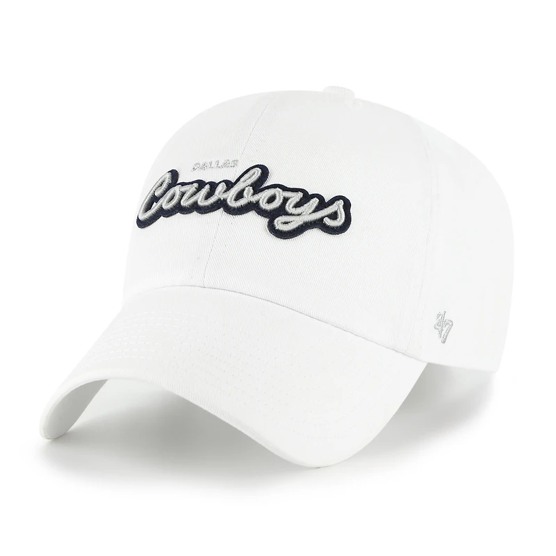 Women's '47  White Dallas Cowboys Trendy Script Clean Up Adjustable Hat
