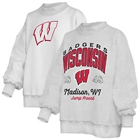 Women's Pressbox  Heather Gray Wisconsin Badgers Reversible Sweatshirt
