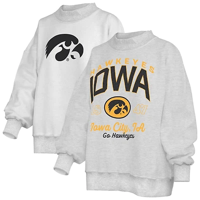 Women's Pressbox  Heather Gray Iowa Hawkeyes Reversible Sweatshirt