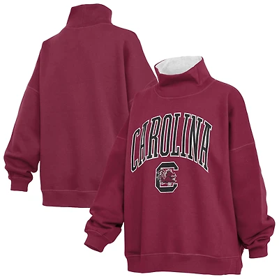 Women's Pressbox Garnet South Carolina Gamecocks Oversized Mock Neck Sweatshirt
