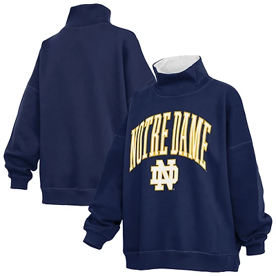 Women's Pressbox  Navy Notre Dame Fighting Irish Oversized Mock Neck Sweatshirt