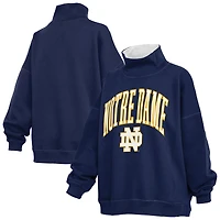 Women's Pressbox  Navy Notre Dame Fighting Irish Oversized Mock Neck Sweatshirt