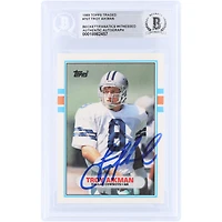 Troy Aikman Dallas Cowboys Autographed 1989 Topps Traded #70T Beckett Fanatics Witnessed Authenticated Rookie Card