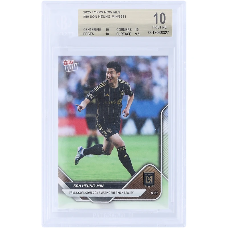 Son Heung-Min LAFC 2025 Topps Now MLS 1st MLS Goal Comes with Amazing Free Kick Beauty #80 BGS Authenticated 10 Card - 10,10,10,9.5 Subgrades