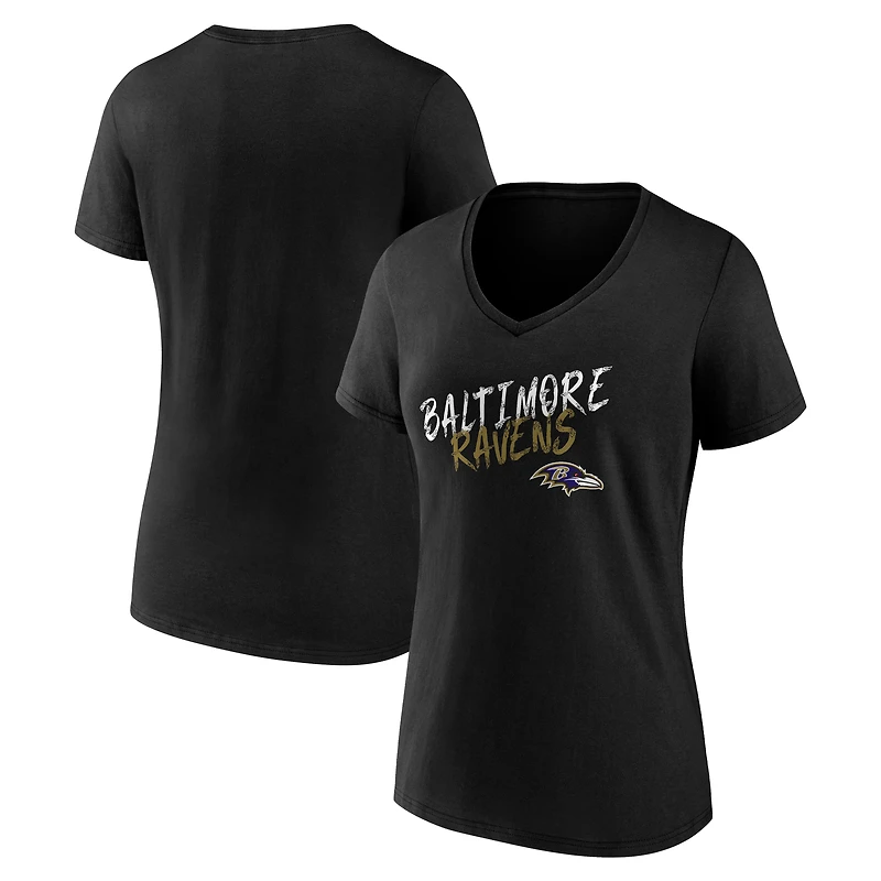 Women's Black Baltimore Ravens Hustle V-Neck T-Shirt