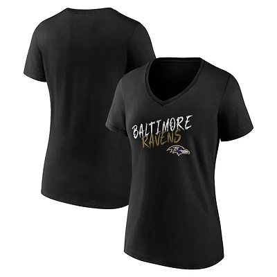 Women's Black Baltimore Ravens Hustle V-Neck T-Shirt