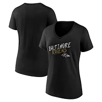 Women's Black Baltimore Ravens Hustle V-Neck T-Shirt