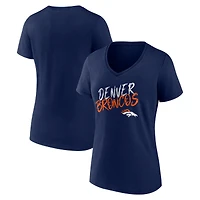 Women's Navy Denver Broncos Hustle V-Neck T-Shirt