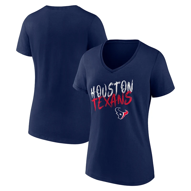Women's Navy Houston Texans Hustle V-Neck T-Shirt