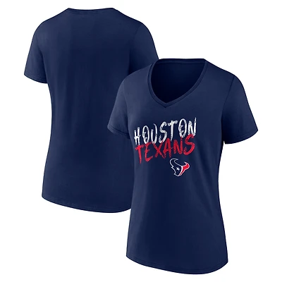 Women's Navy Houston Texans Hustle V-Neck T-Shirt