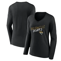 Women's Black Jacksonville Jaguars Hustle Long Sleeve V-Neck T-Shirt